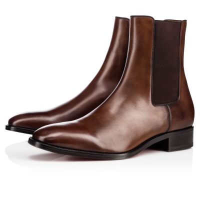 Christian Louboutin Samson 000 Havane Calf Booty Škornji Moški Rjave | SI-63196