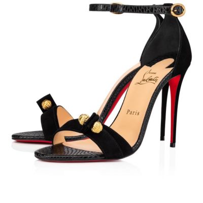 Christian Louboutin Stanisandal 100 Veau Velours Sandals Sandale Ženske Črne | SI-64421