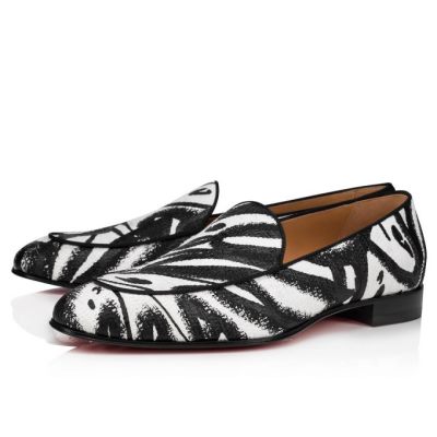 Christian Louboutin Style On The Nile Cotton Loafer Mokasini Moški Bele Črne | SI-17582