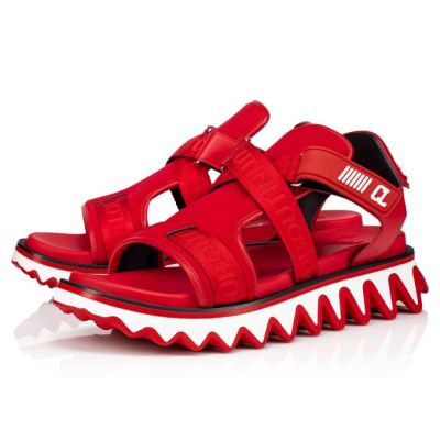 Christian Louboutin Summer Loubishark Calf Sandals Espadrilles & Sandals Moški Rdeče | SI-79652