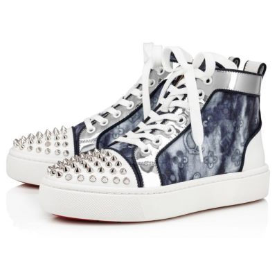 Christian Louboutin Super Lou Spikes Orlato Cotton Sneakers Superge Ženske Bele Večbarvni | SI-99138