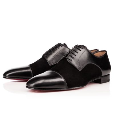 Christian Louboutin Top Daviol 000 Veau Velours Derby Derby Moški Črne | SI-46879
