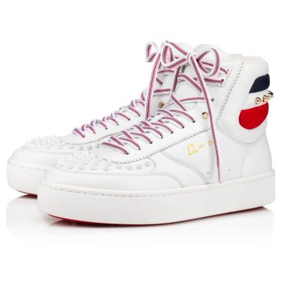 Christian Louboutin Top Rui Spikes Calf Sneakers Superge Moški Bele | SI-61504