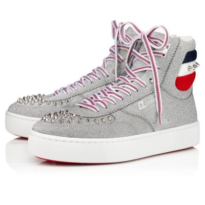 Christian Louboutin Top Rui Spikes Creative Usnje Sneakers Superge Moški Srebrne | SI-14118