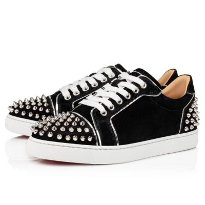 Christian Louboutin Vieira 2 Veau Velours Sneakers Superge Ženske Črne Srebrne | SI-70548