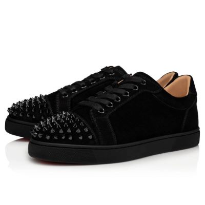Christian Louboutin Vieira Spikes 000 Veau Velours Sneakers Superge Ženske Črne | SI-55864
