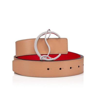 Christian Louboutin W Cl Logo Belt Classic Usnje Belts Pasovi Ženske Bež Srebrne | SI-90976
