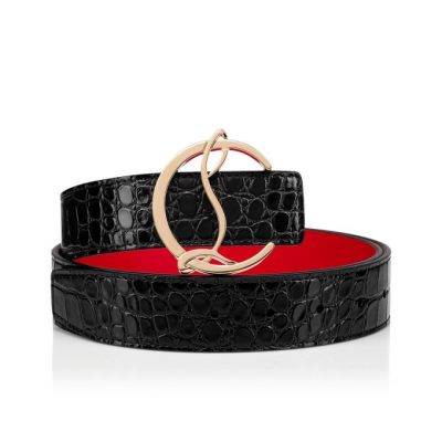 Christian Louboutin W Cl Logo Belt Creative Usnje Belts Pasovi Ženske Črne Zlate | SI-97724