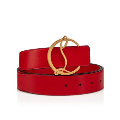 Christian Louboutin W Cl Logo Belt Loubi/Antic Calf Belts Pasovi Ženske Rdeče Zlate | SI-68081