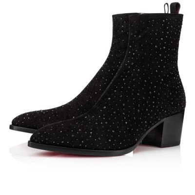 Christian Louboutin William Zip Creative Usnje Booty Škornji Moški Črne | SI-76238