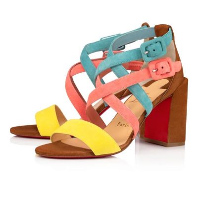 Christian Louboutin Zefira 85 Suede T Strap T Strap Ženske Večbarvni | SI-60512